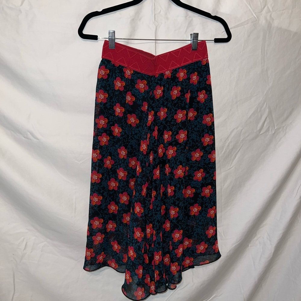 LuLaRoe Red and Black Floral A-Line Skirt